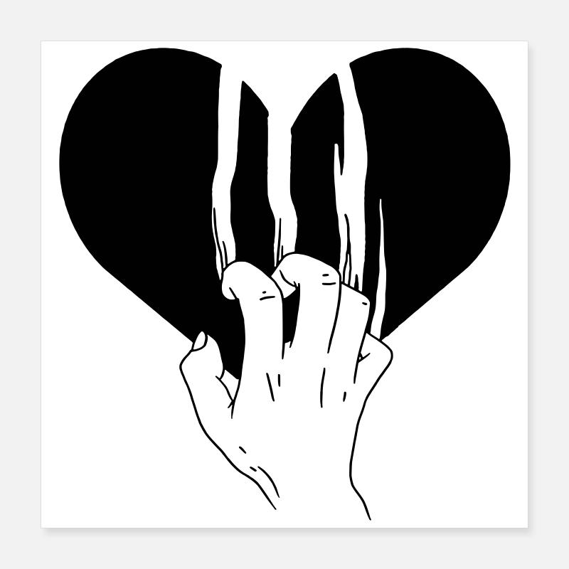 Gebrochenes Herz zerrissene Liebe Poster 40x40 cm