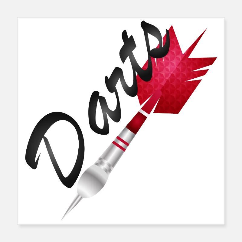 single red dart with darts typography Poster 16" x 16" (40x40 cm)