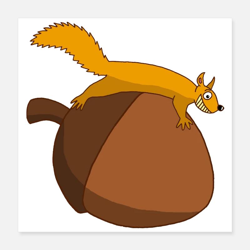 Das Eichhörnchen gegen die Eichel Poster 40x40 cm