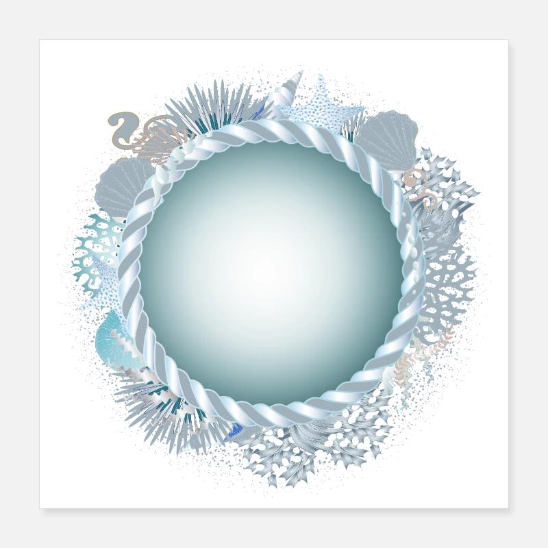 maritimer Rahmen mit Seil und Korallenriff Optik Poster 40x40 cm