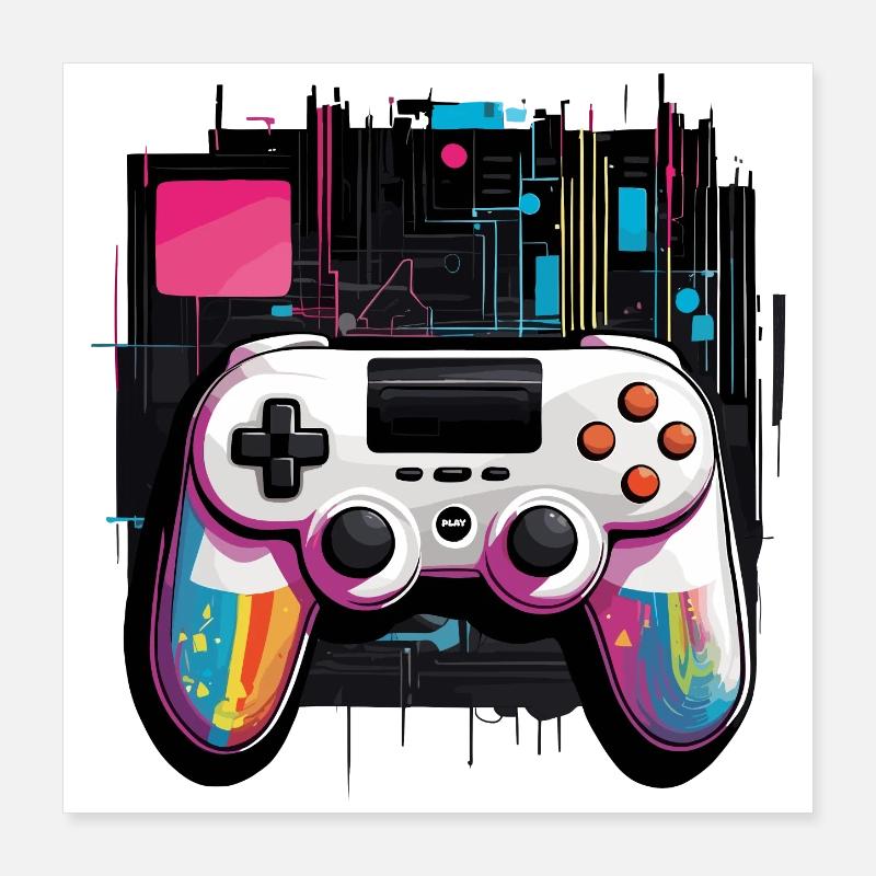 Manette Gamer - Poster 40 x 40 cm - blanc