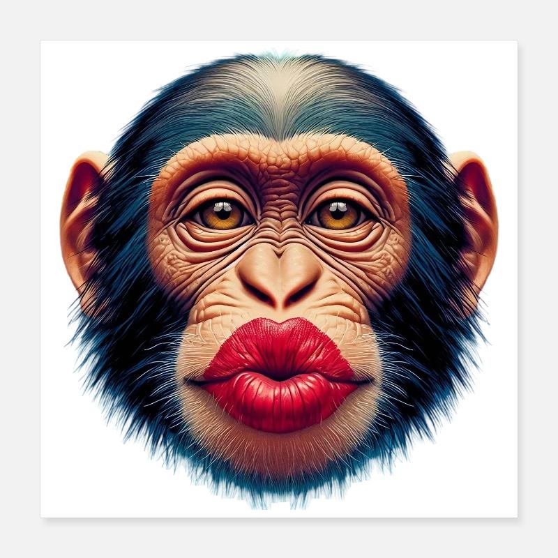 Monkey Kiss Poster 16" x 16" (40x40 cm)