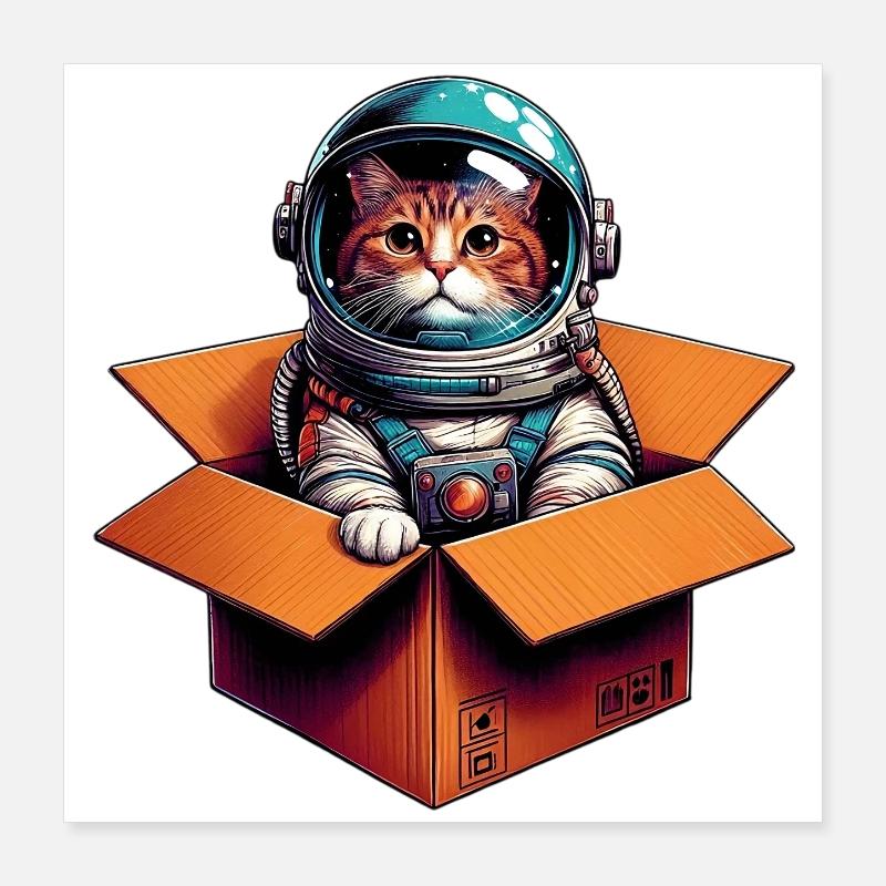 Astronaut Katze Poster 40x40 cm