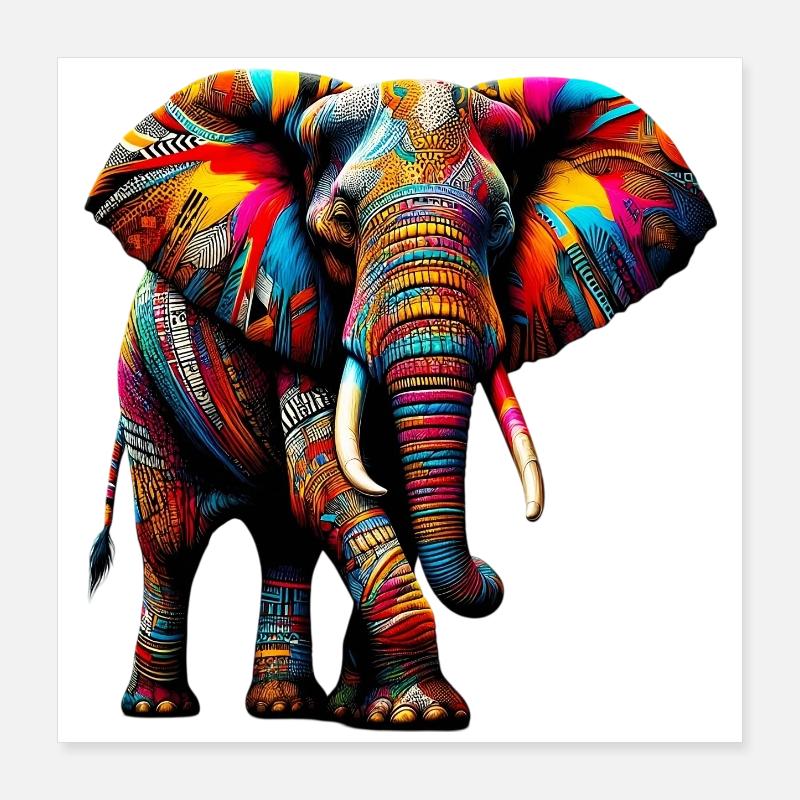 Éléphant Poster 40 x 40 cm