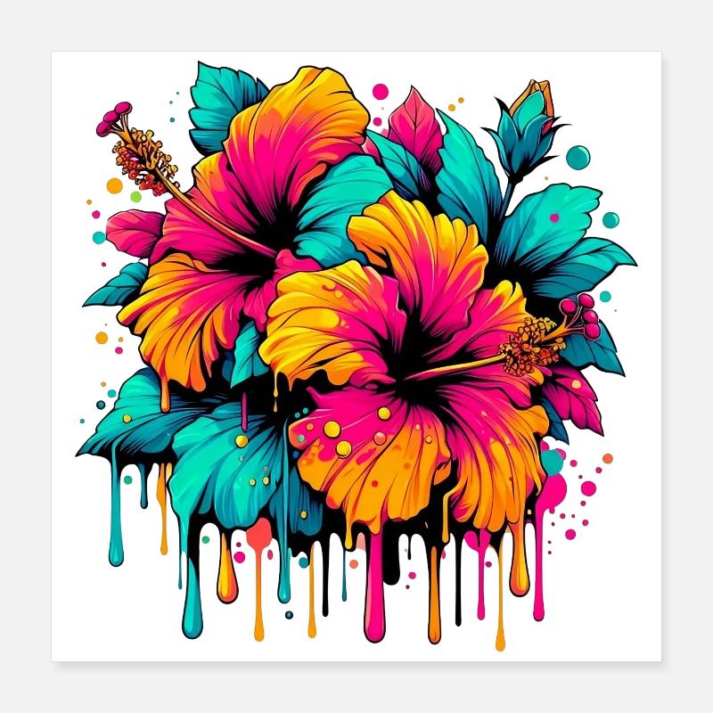 Fleurs d’hibiscus Poster 40 x 40 cm