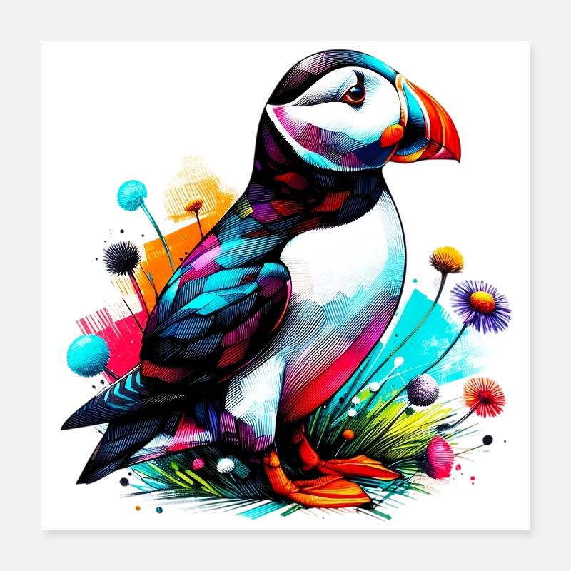 Puffin Poster 16" x 16" (40x40 cm)