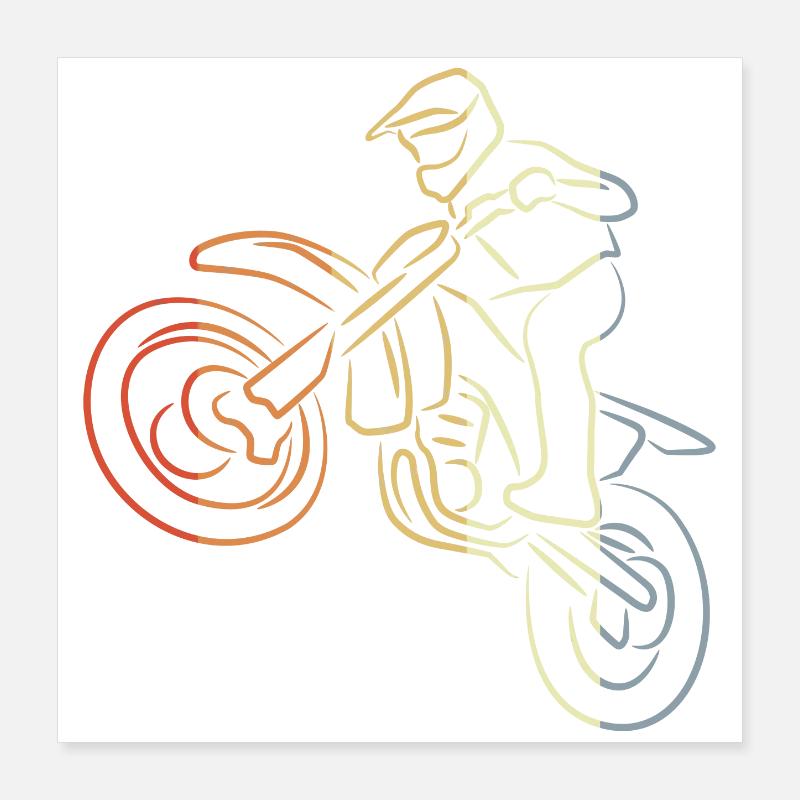 Motocross Line Drawing Poster 16" x 16" (40x40 cm)