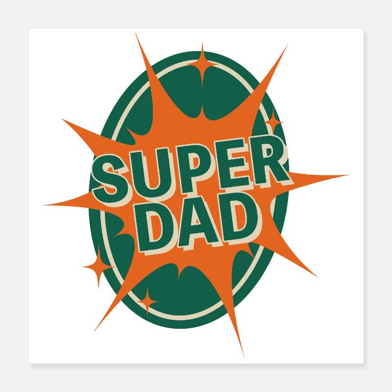 Super Dad Comic Style Design Poster 16" x 16" (40x40 cm)