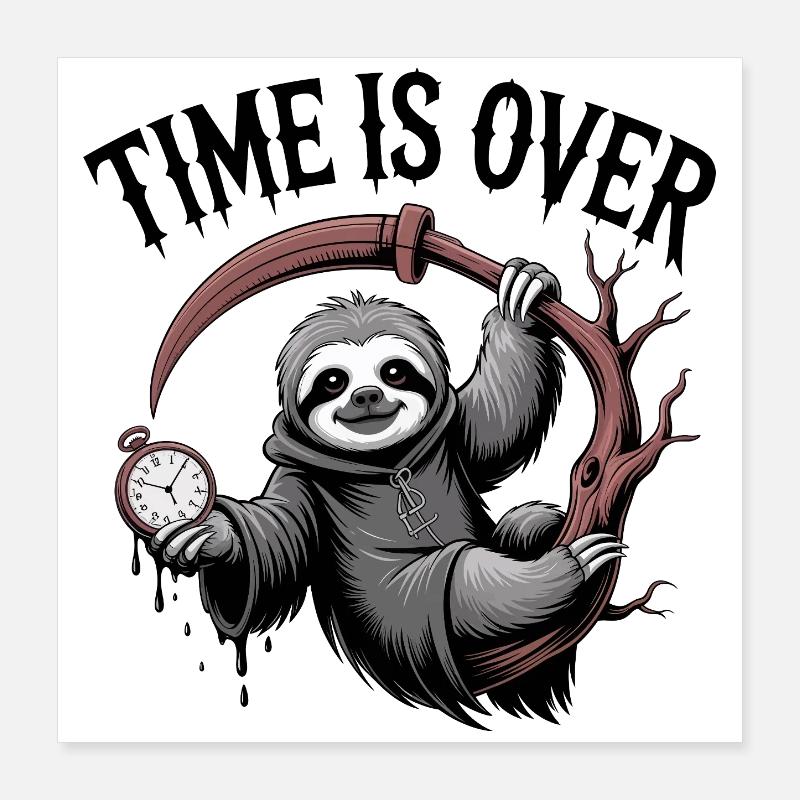 Sloth Grim Reaper Time Poster 16" x 16" (40x40 cm)