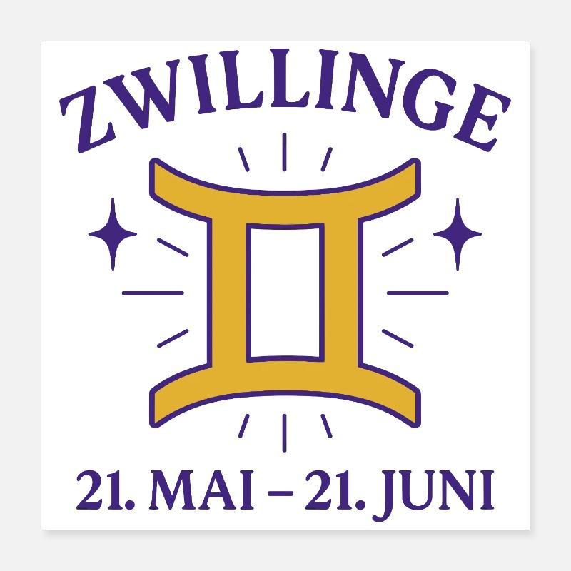 Sternzeichen Zwillinge Poster 40x40 cm