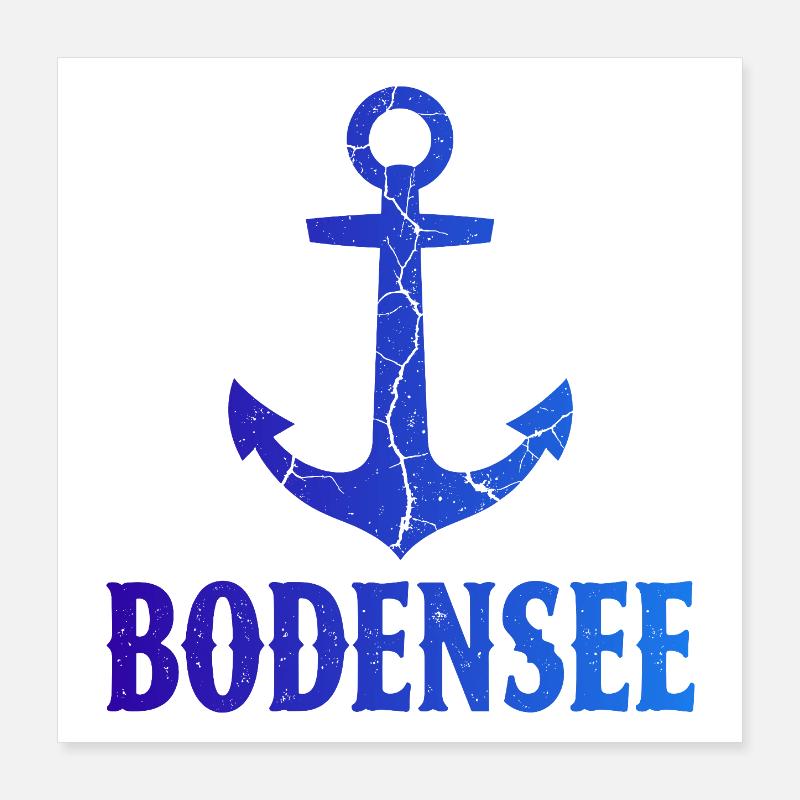 Anker Bodensee Urlaub Schiff Poster 40x40 cm
