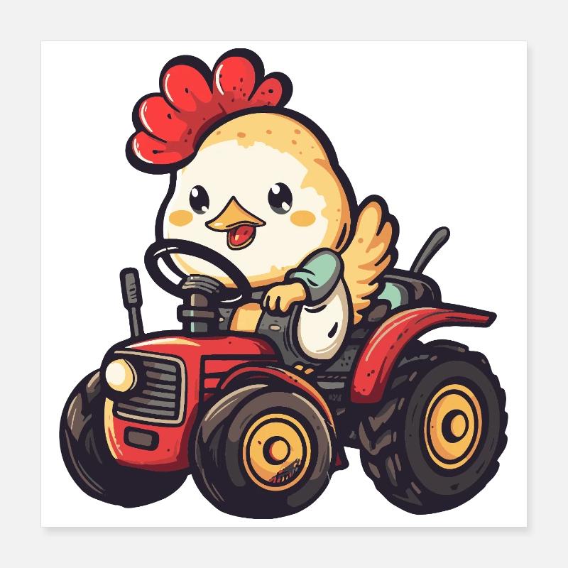 Éleveur de tracteurs de poulet Poster 40 x 40 cm