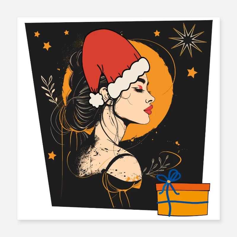 Weihnachtsfrau Christmas Poster 40x40 cm