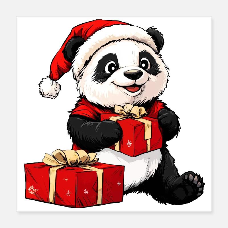 Panda Santa Claus Poster 40 x 40 cm