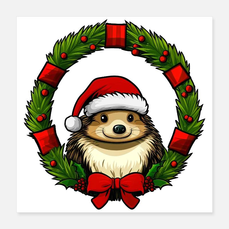 Weihnachten Igel Poster 40x40 cm