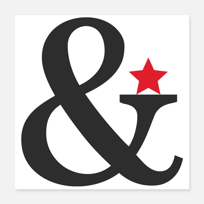 Ampersand with red star accent Poster 16" x 16" (40x40 cm)