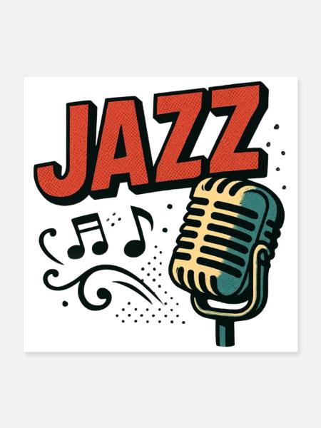 Jazz - Saxophone - Musique - Poster 40 x 40 cm - blanc - Devant