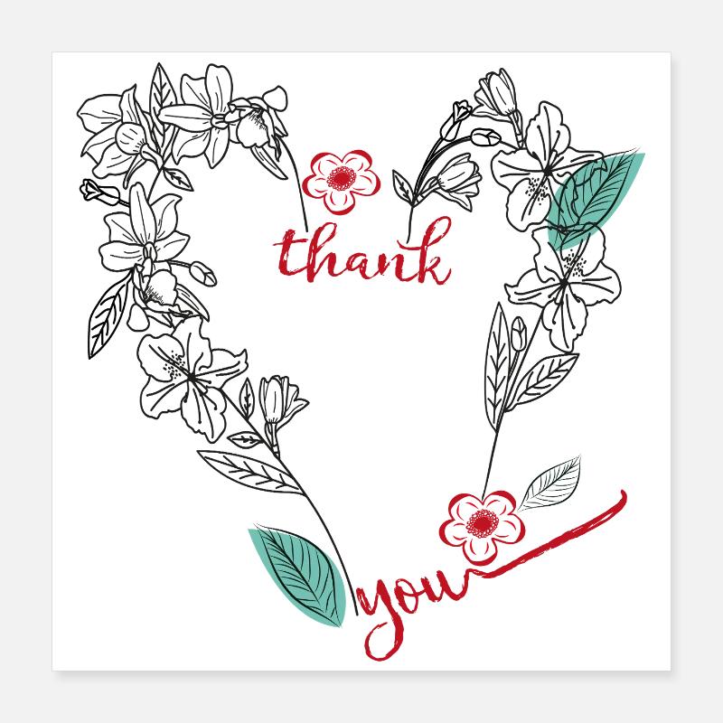 Thank you heart Poster 16" x 16" (40x40 cm)