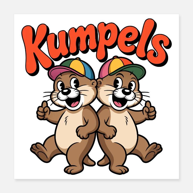Buddies Double Otter Cartoon Poster 16" x 16" (40x40 cm)