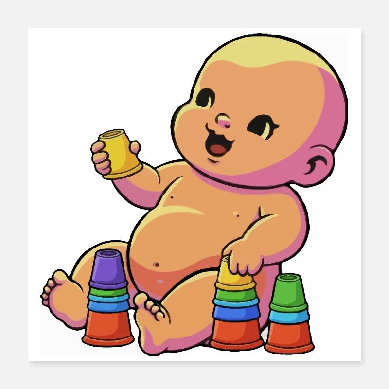 Bébé coloré avec des coupes Poster 40 x 40 cm
