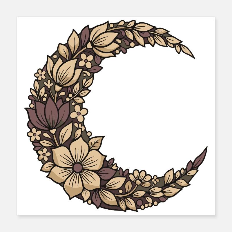Flower Crescent Wreath Poster 16" x 16" (40x40 cm)