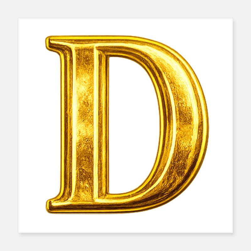 Gold D Monogram Poster 16" x 16" (40x40 cm)