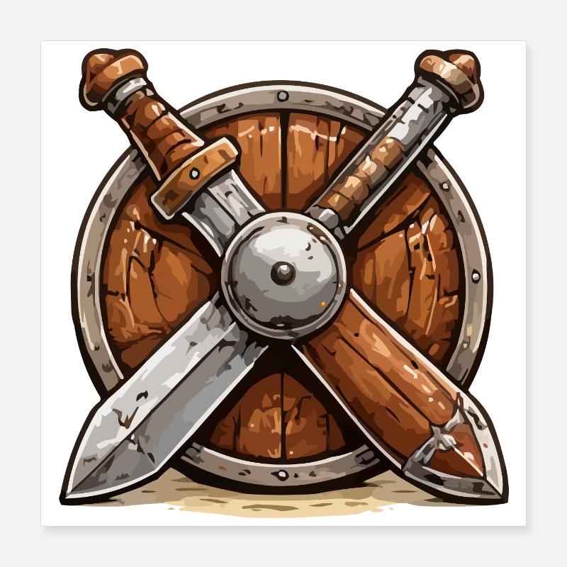 Schild und Schwerter Wikinger Poster 40x40 cm