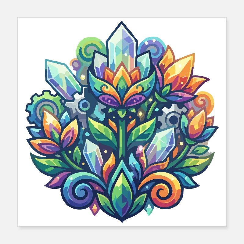 Luminous Crystal Lotus Flower Crystals Pattern Poster 16" x 16" (40x40 cm)