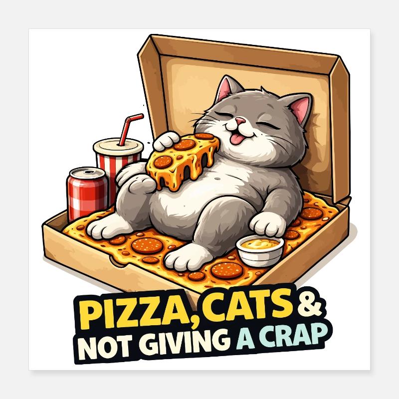 Pizza Cats Einstellung Poster 40x40 cm