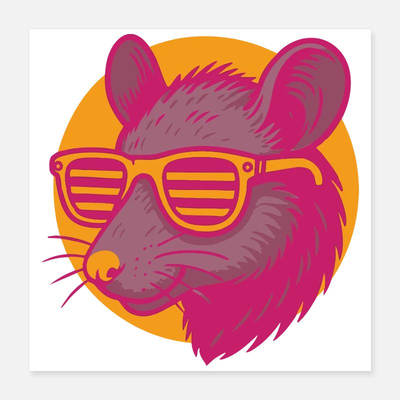 Ratte mit Sonnenbrille Poster 40x40 cm