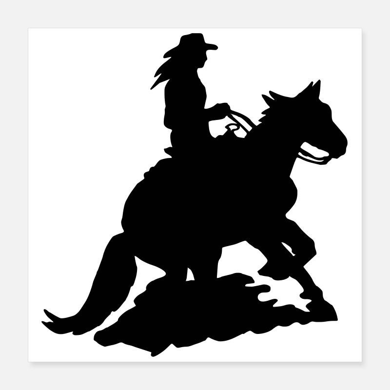Western cavalier glisse arrêt, whoa équitation Poster 40 x 40 cm