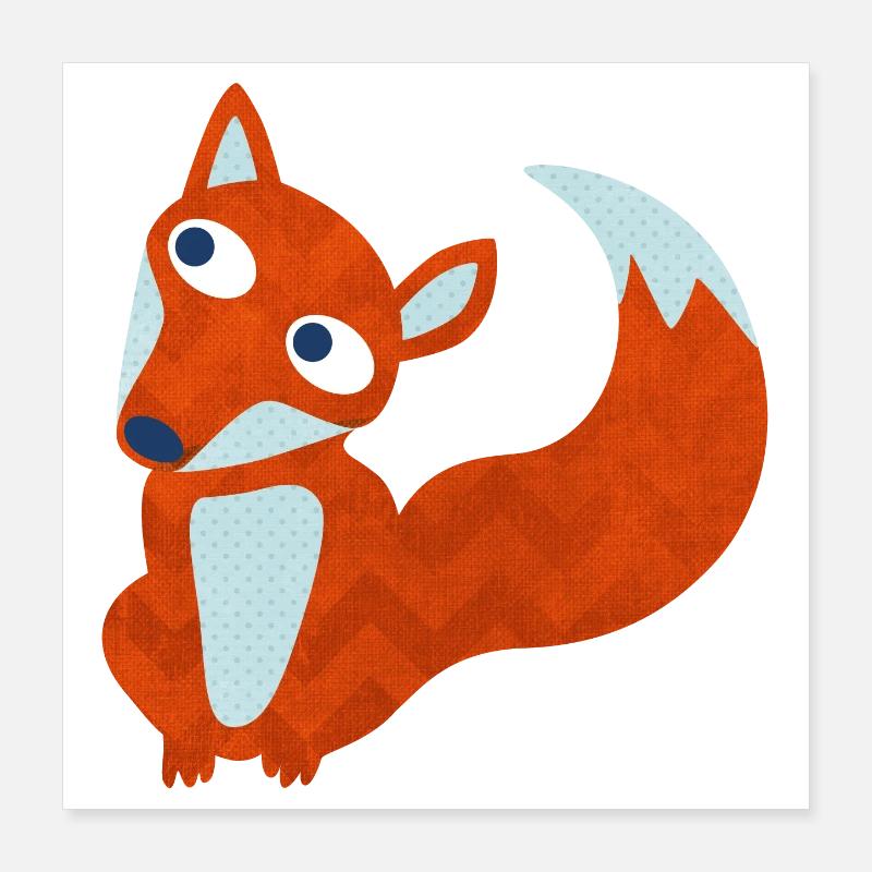 Fox Forest Animal Comic Smart Cool Nursery Poster 16" x 16" (40x40 cm)