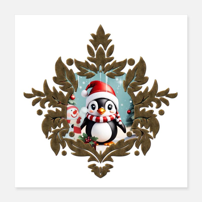 Pingouin drôle mignon Poster 40 x 40 cm