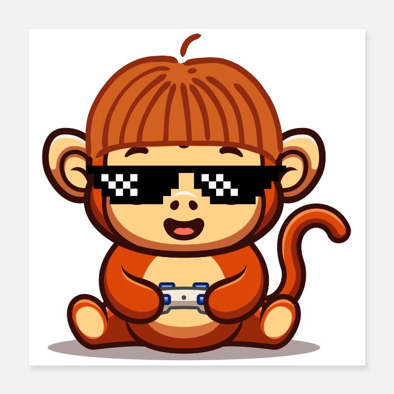 Gaming Affe Poster 40x40 cm