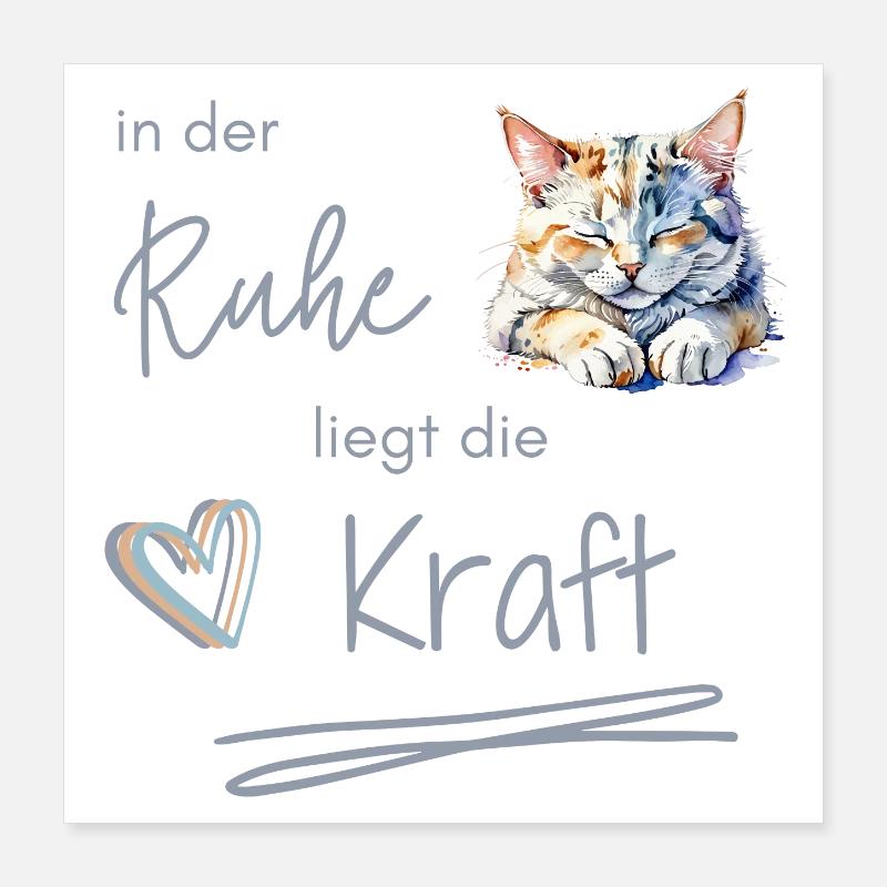 Chat endormi - La force réside dans le silence Poster 40 x 40 cm