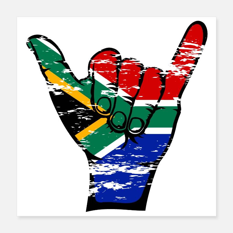 Drapeau de l’Afrique du Sud Symbole de surf utilisé Poster 40 x 40 cm