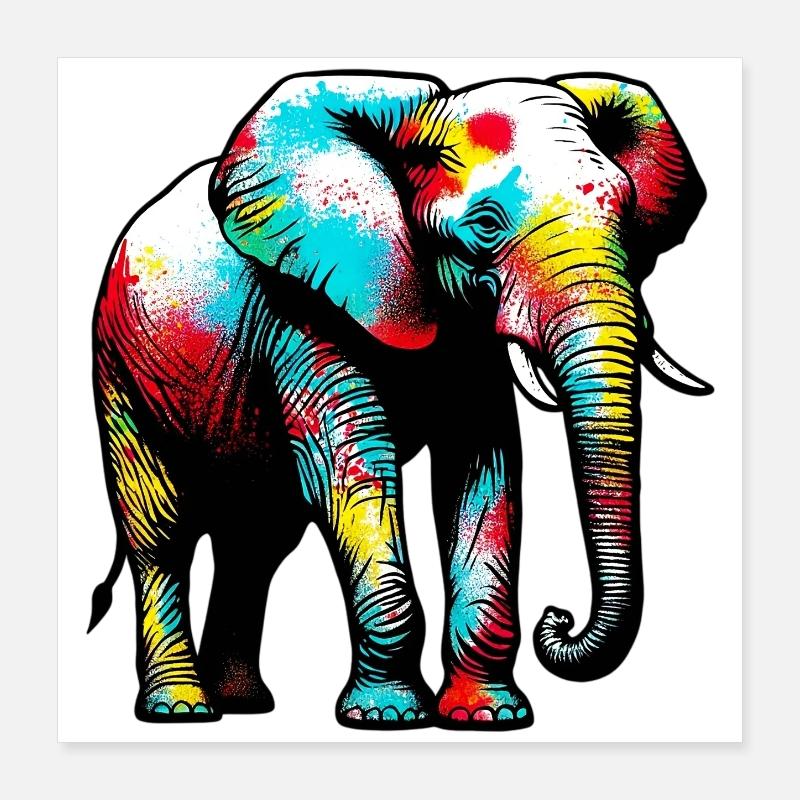 Éléphant Poster 40 x 40 cm