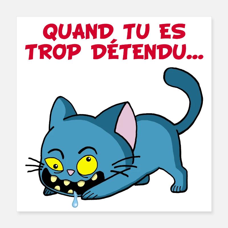 Chat manga détendu Poster 40 x 40 cm
