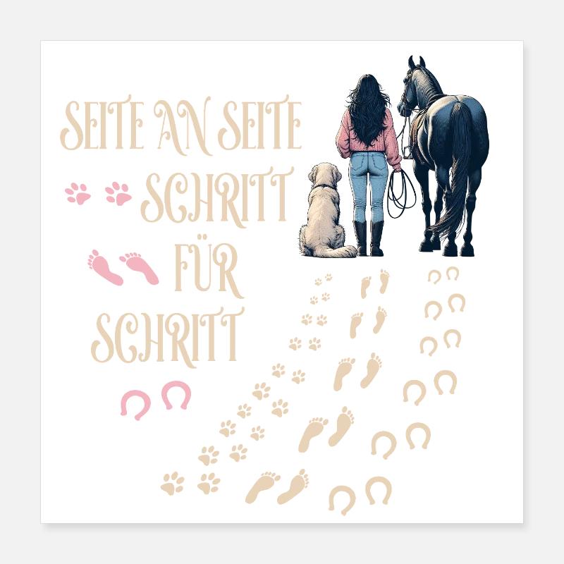 Maîtresse Chien et Cheval Poster 40 x 40 cm