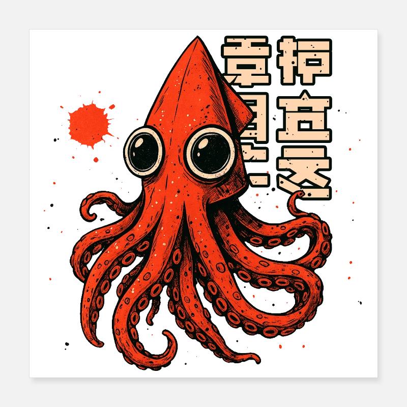 SQUID TSHIRT Poster 16" x 16" (40x40 cm)