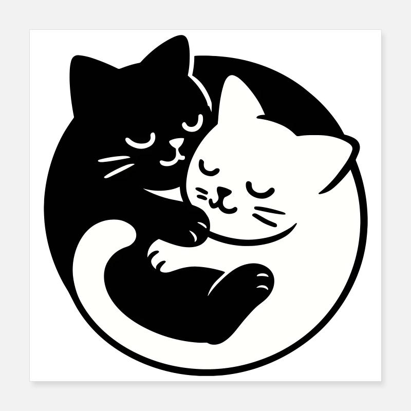 Yin-Yang Katzen Poster 40x40 cm