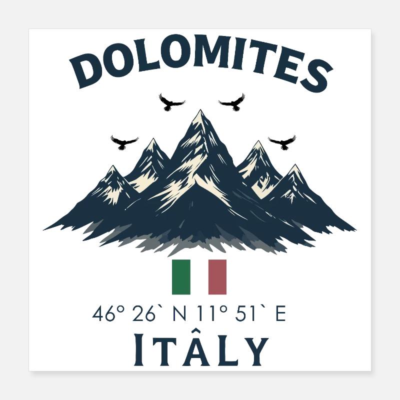 Mountains Dolomites Italy Design Poster 16" x 16" (40x40 cm)