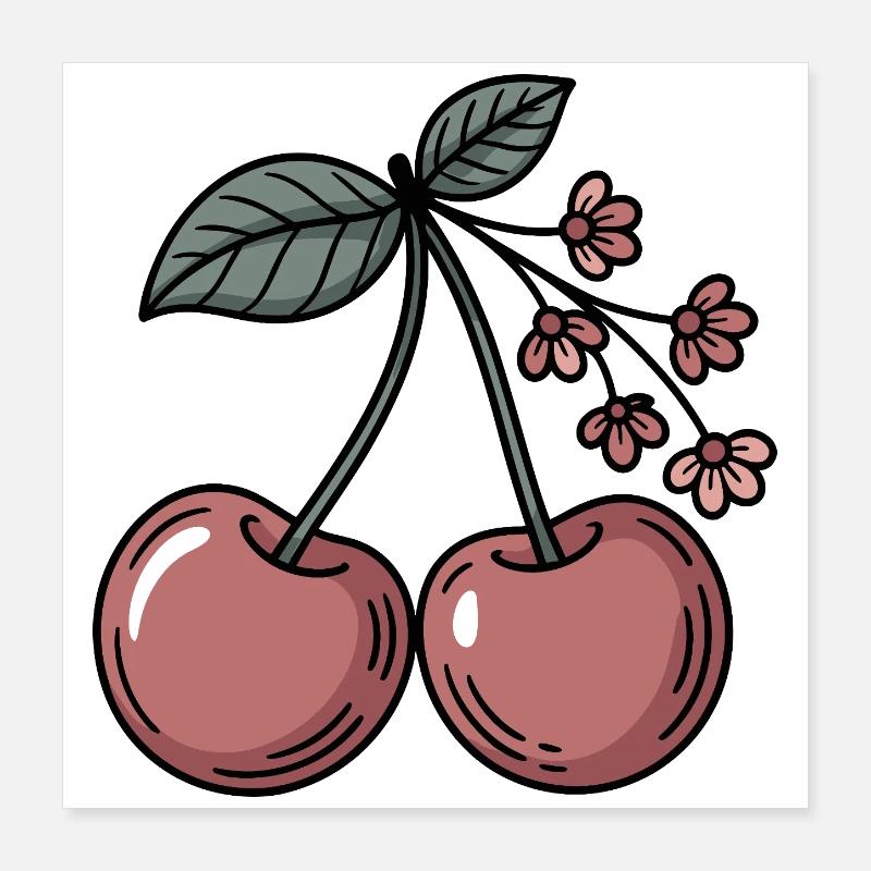 Cherry graphic sweet cherry blossoms Poster 16" x 16" (40x40 cm)