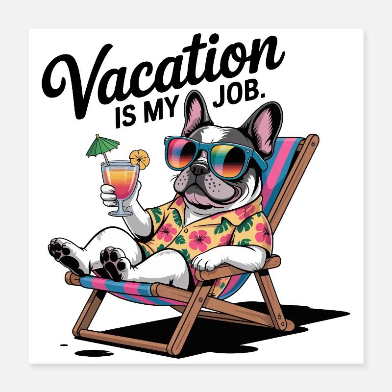 Bouledogue de vacances Poster 40 x 40 cm