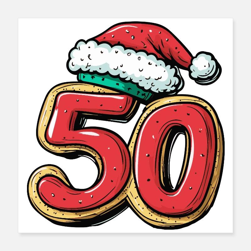 Biscuit de Noël à 50 chiffres Poster 40 x 40 cm