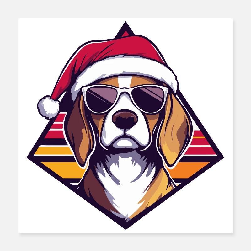 Hund im Santa-Style Cool Poster 40x40 cm