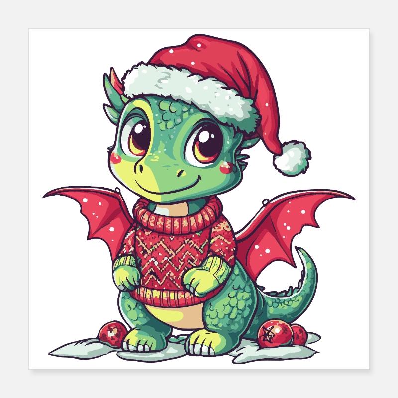 Noël de Noël du Dragon Poster 40 x 40 cm