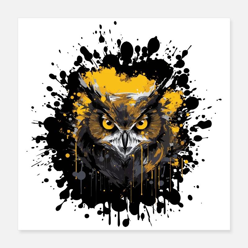 Owl Night Owl Splatter Poster 16" x 16" (40x40 cm)
