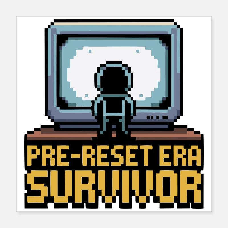 Pixel-Art der Überlebenden vor der Reset-Ära Poster 40x40 cm