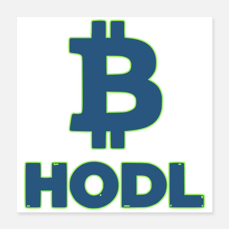 Bitcoin HODL Logo, Lettrage Crypto Poster 40 x 40 cm